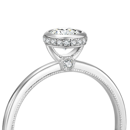 Round Lab Diamond Bezel Ring in Platinum - Neoshine