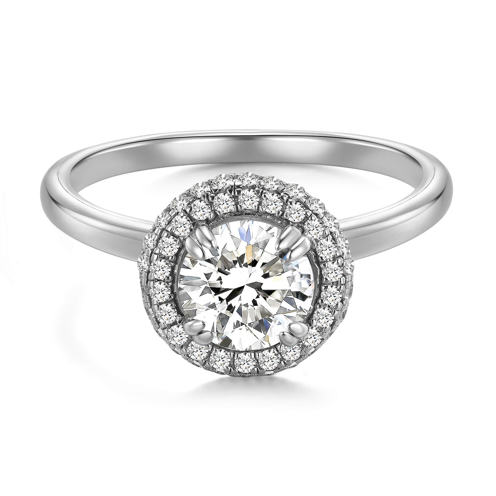 Round Lab Diamond Halo Ring  in Platinum - Neoshine