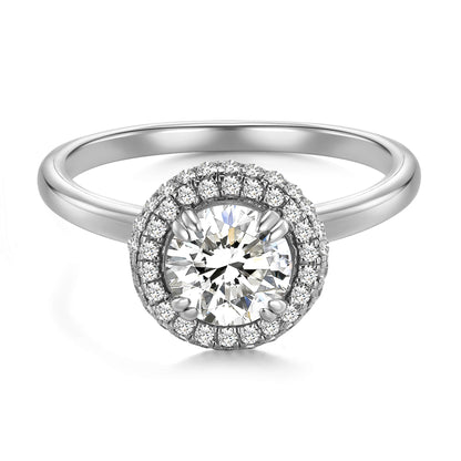 Round Lab Diamond Halo Ring  in Platinum - Neoshine