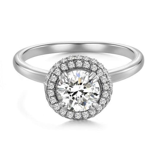 Round Lab Diamond Halo Ring  in Platinum - Neoshine