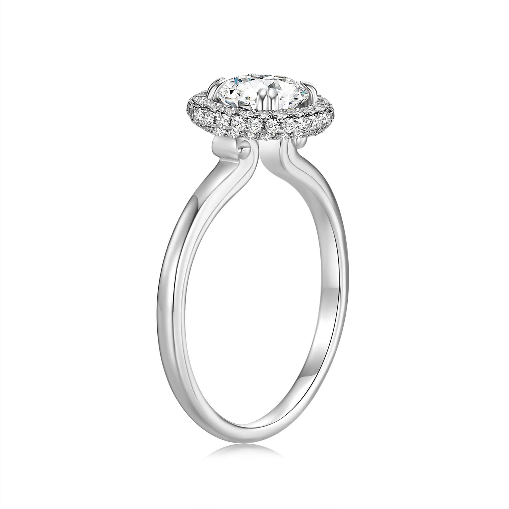 Round Lab Diamond Halo Ring  in Platinum - Neoshine