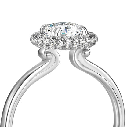 Round Lab Diamond Halo Ring  in Platinum - Neoshine