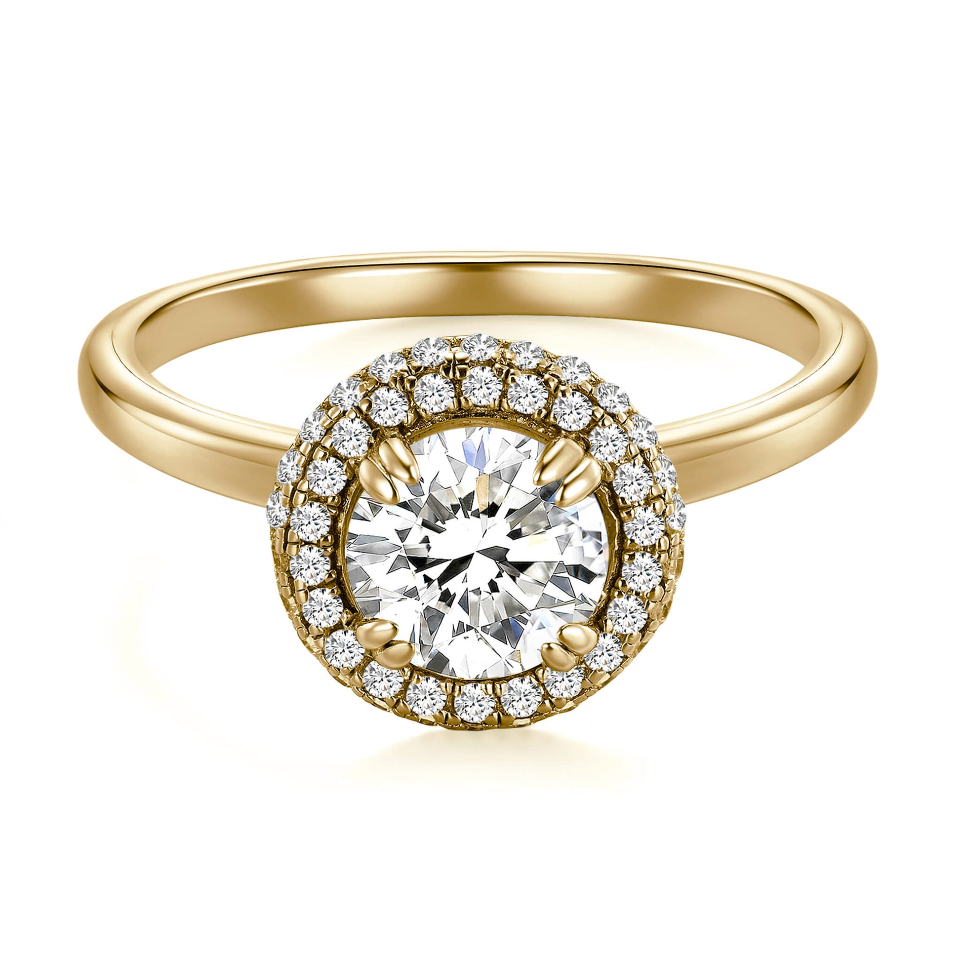 Round Lab Diamond Halo Ring in 18K  Yellow Gold - Neoshine