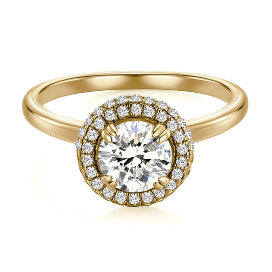 Round Lab Diamond Halo Ring in 18K  Yellow Gold - Neoshine