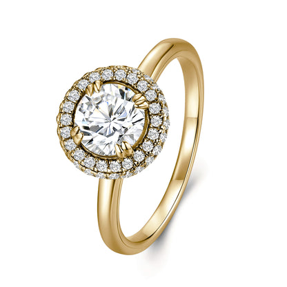 Round Lab Diamond Halo Ring in 18K  Yellow Gold - Neoshine