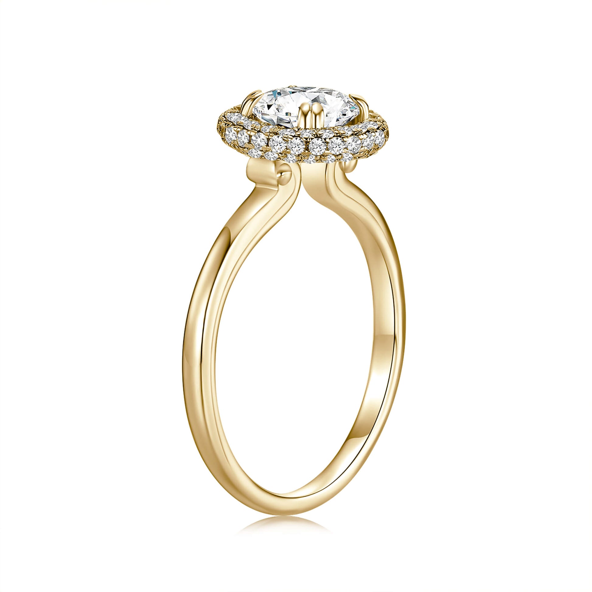 Round Lab Diamond Halo Ring in 18K  Yellow Gold - Neoshine