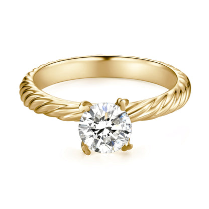 Solitaire Round Lab Diamond Ring in 18K Yellow Gold - Neoshine