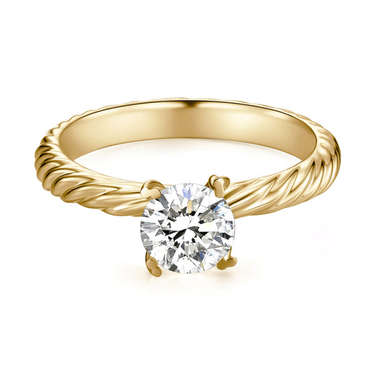 Solitaire Round Lab Diamond Ring in 18K Yellow Gold - Neoshine