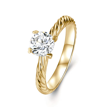 Solitaire Round Lab Diamond Ring in 18K Yellow Gold - Neoshine
