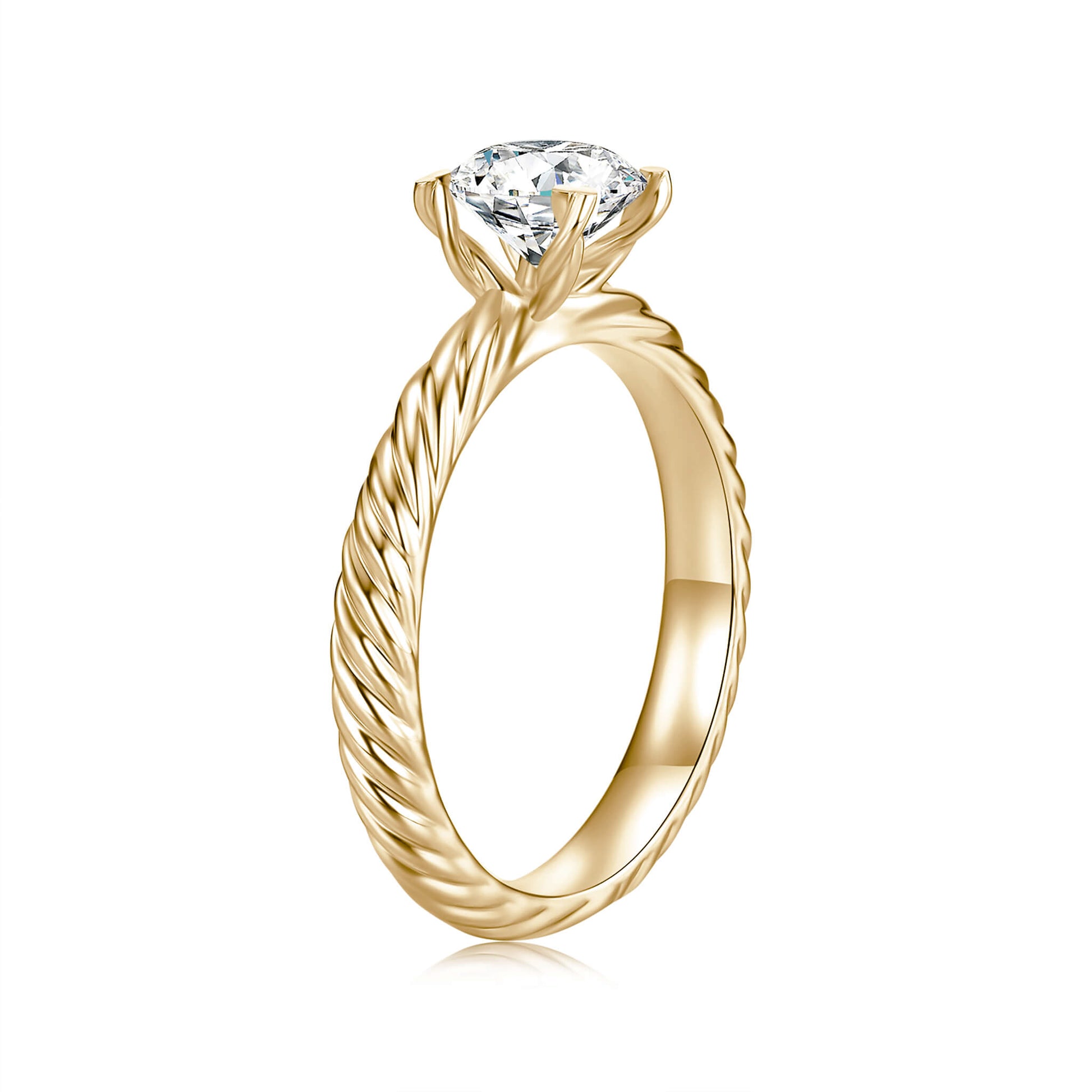 Solitaire Round Lab Diamond Ring in 18K Yellow Gold - Neoshine