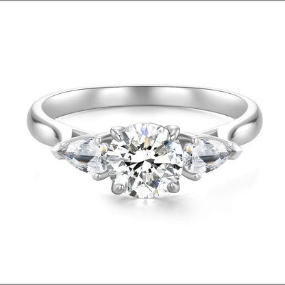 Three Stone Round Lab Diamond Ring in Platinum - Neoshine