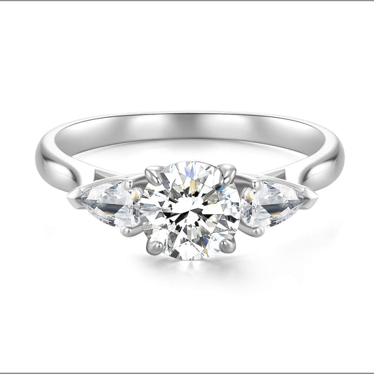 Three Stone Round Lab Diamond Ring in Platinum - Neoshine
