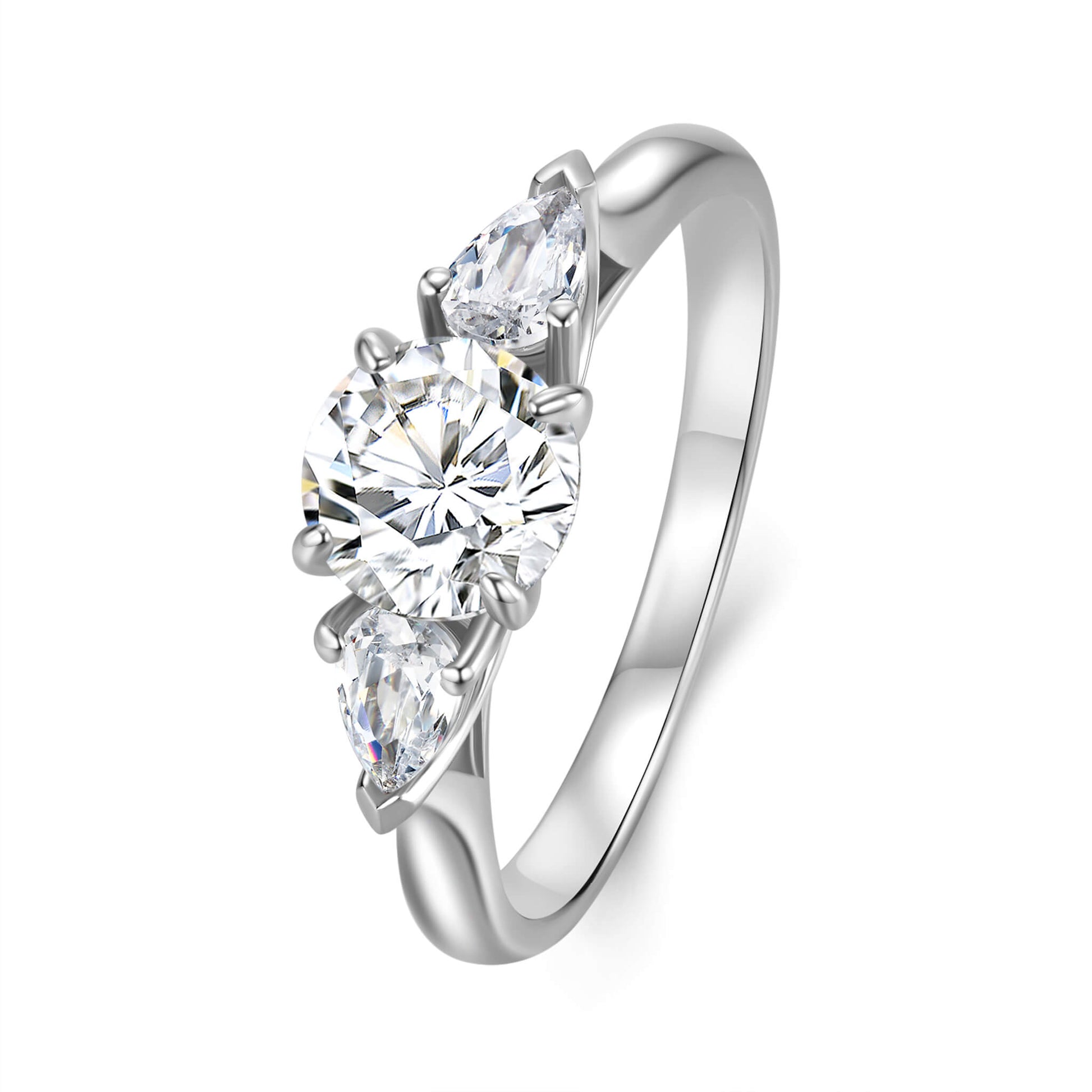 Three Stone Round Lab Diamond Ring in Platinum - Neoshine