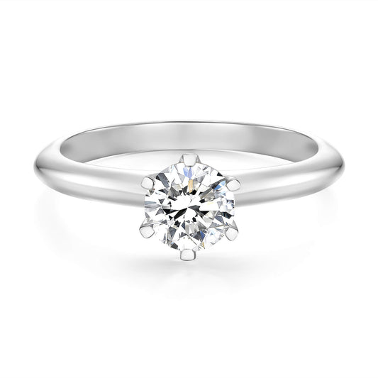Solitaire Round Lab Diamond Ring in Platinum 4 Prong - Neoshine
