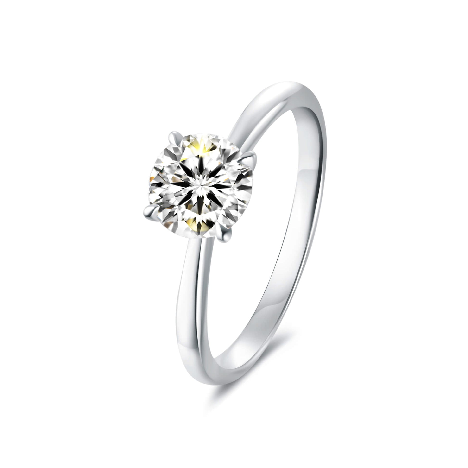 Solitaire Round Lab Diamond Ring in Platinum 4 Prong - Neoshine