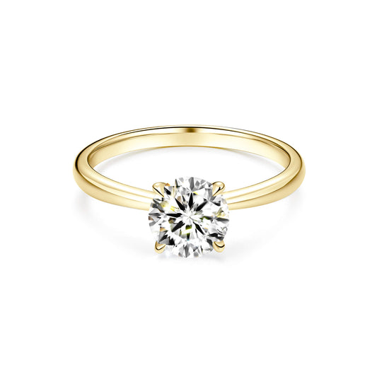 Solitaire Round Lab Diamond Ring in 18K Yellow Gold 4 Prong - Neoshine