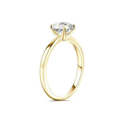 Solitaire Round Lab Diamond Ring in 18K Yellow Gold 4 Prong - Neoshine
