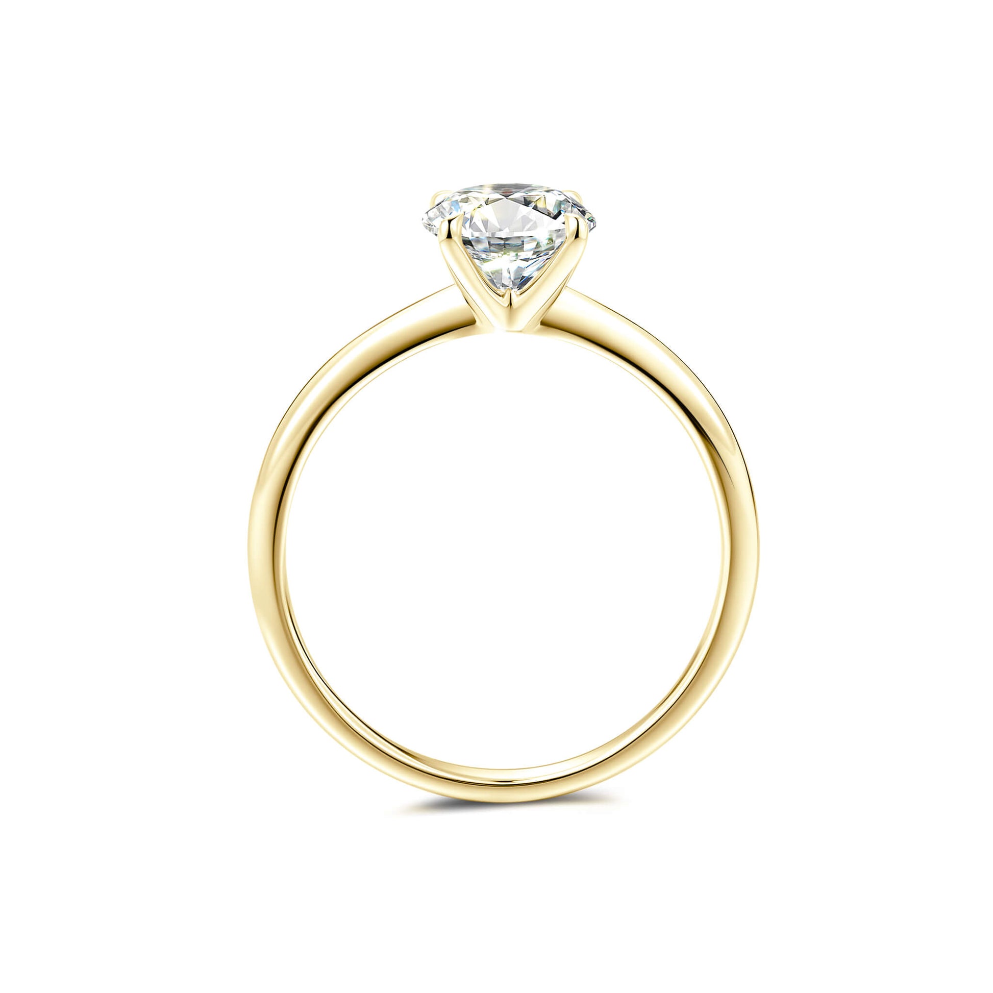 Solitaire Round Lab Diamond Ring in 18K Yellow Gold 4 Prong - Neoshine