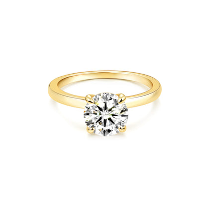 Solitaire Round Lab Diamond Ring in 18K Yellow Gold 4 Prong - Neoshine