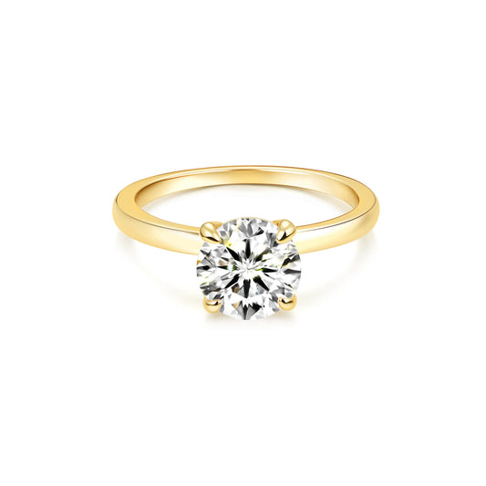 Solitaire Round Lab Diamond Ring in 18K Yellow Gold 4 Prong - Neoshine