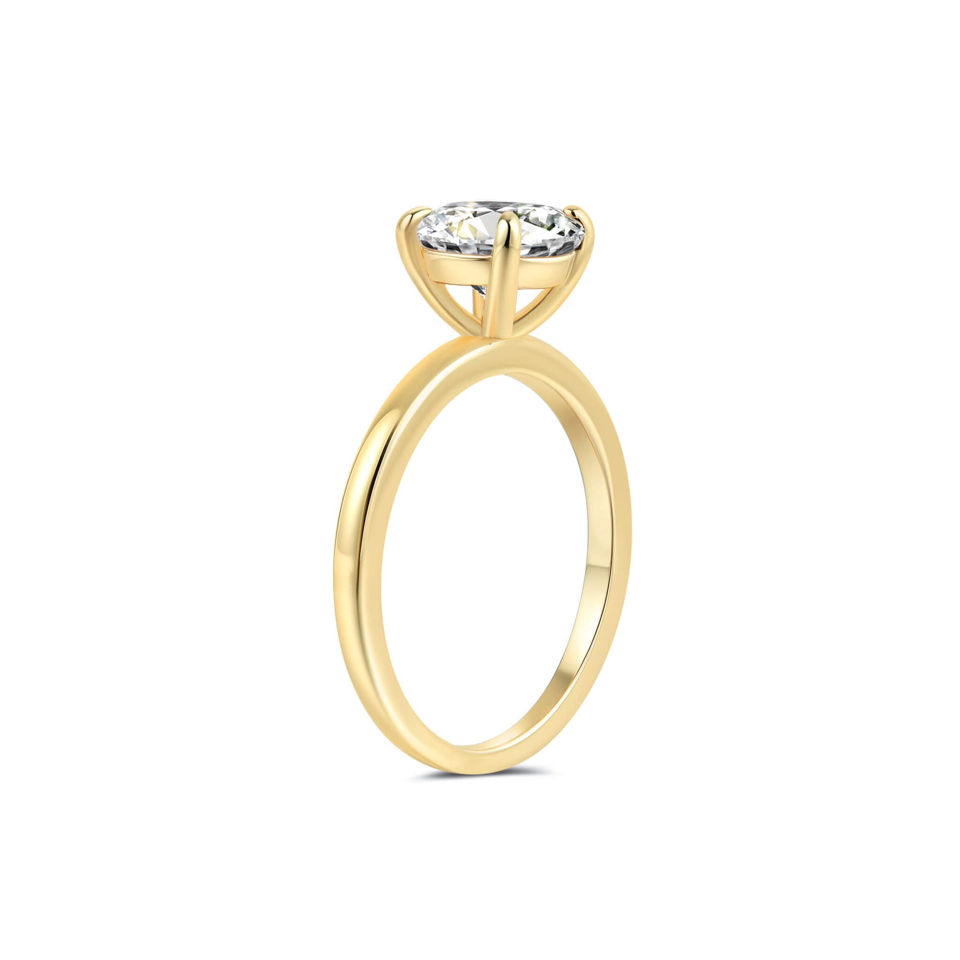 Solitaire Round Lab Diamond Ring in 18K Yellow Gold 4 Prong - Neoshine