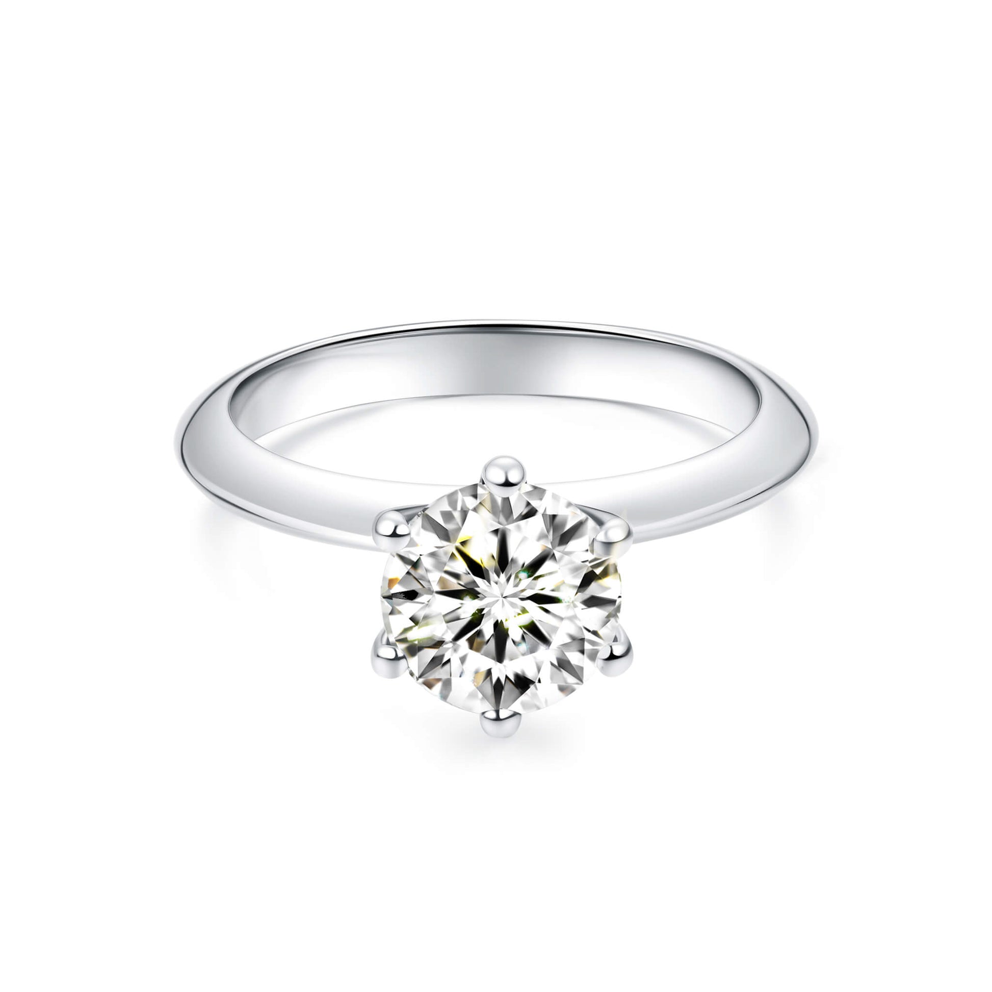 Solitaire Round Lab Diamond Ring in Platinum 6 Prong - Neoshine