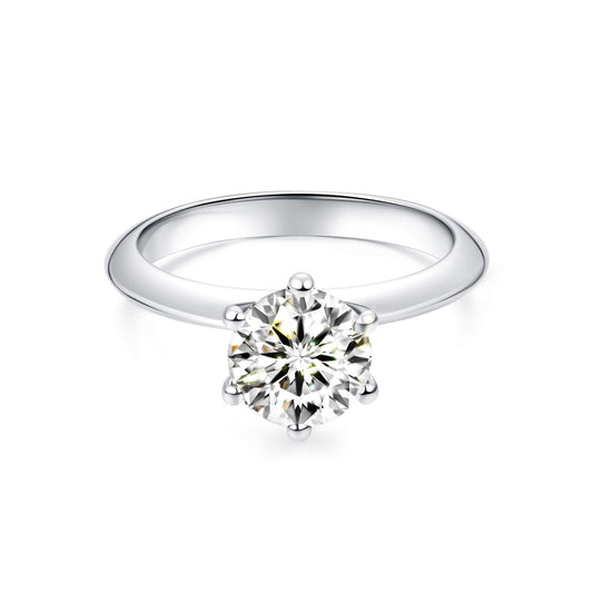 Solitaire Round Lab Diamond Ring in Platinum 6 Prong - Neoshine
