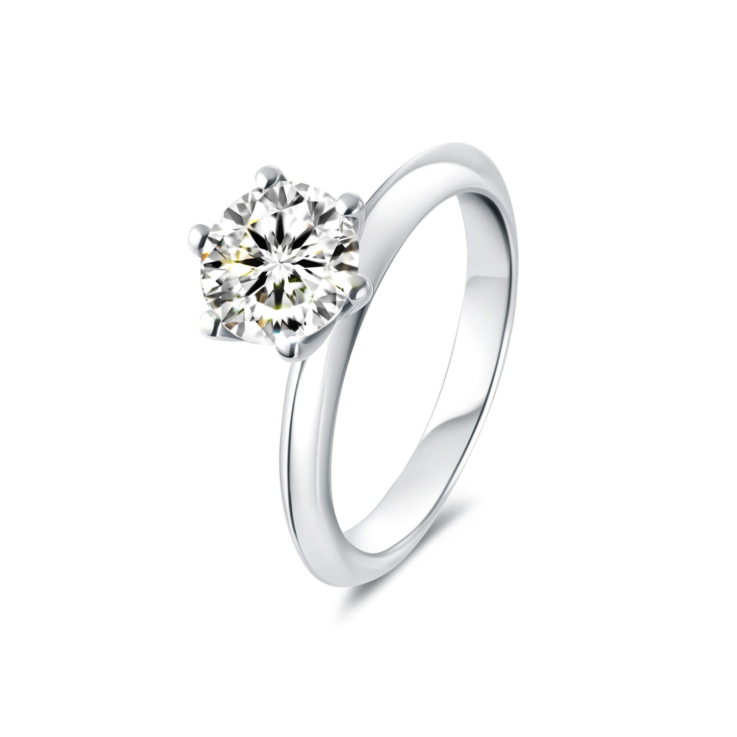 Solitaire Round Lab Diamond Ring in Platinum 6 Prong - Neoshine