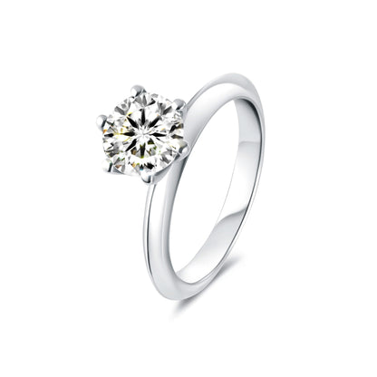 Solitaire Round Lab Diamond Ring in Platinum 6 Prong - Neoshine