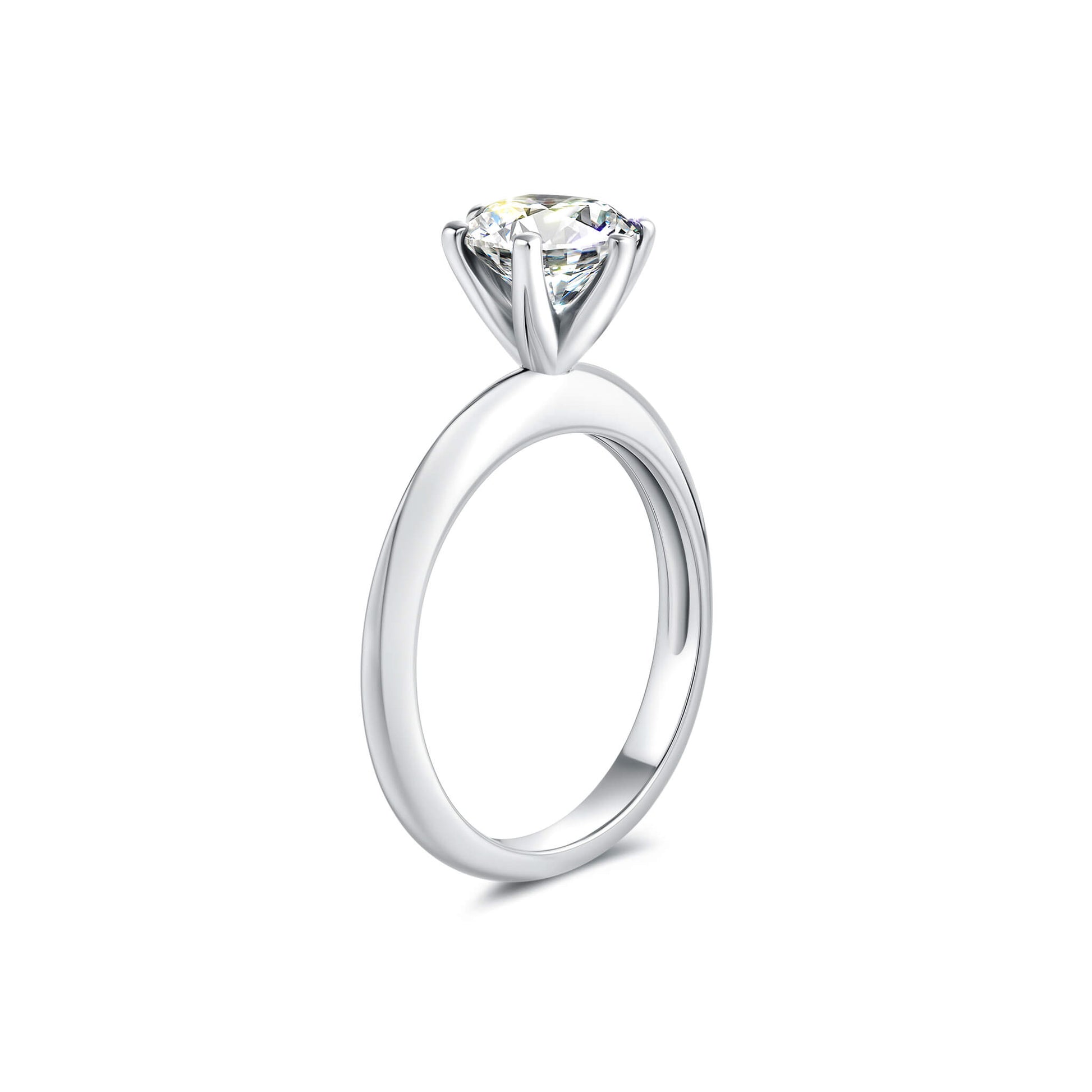 Solitaire Round Lab Diamond Ring in Platinum 6 Prong - Neoshine