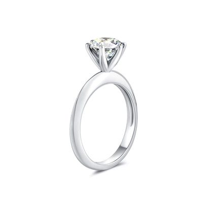 Solitaire Round Lab Diamond Ring in Platinum 6 Prong - Neoshine