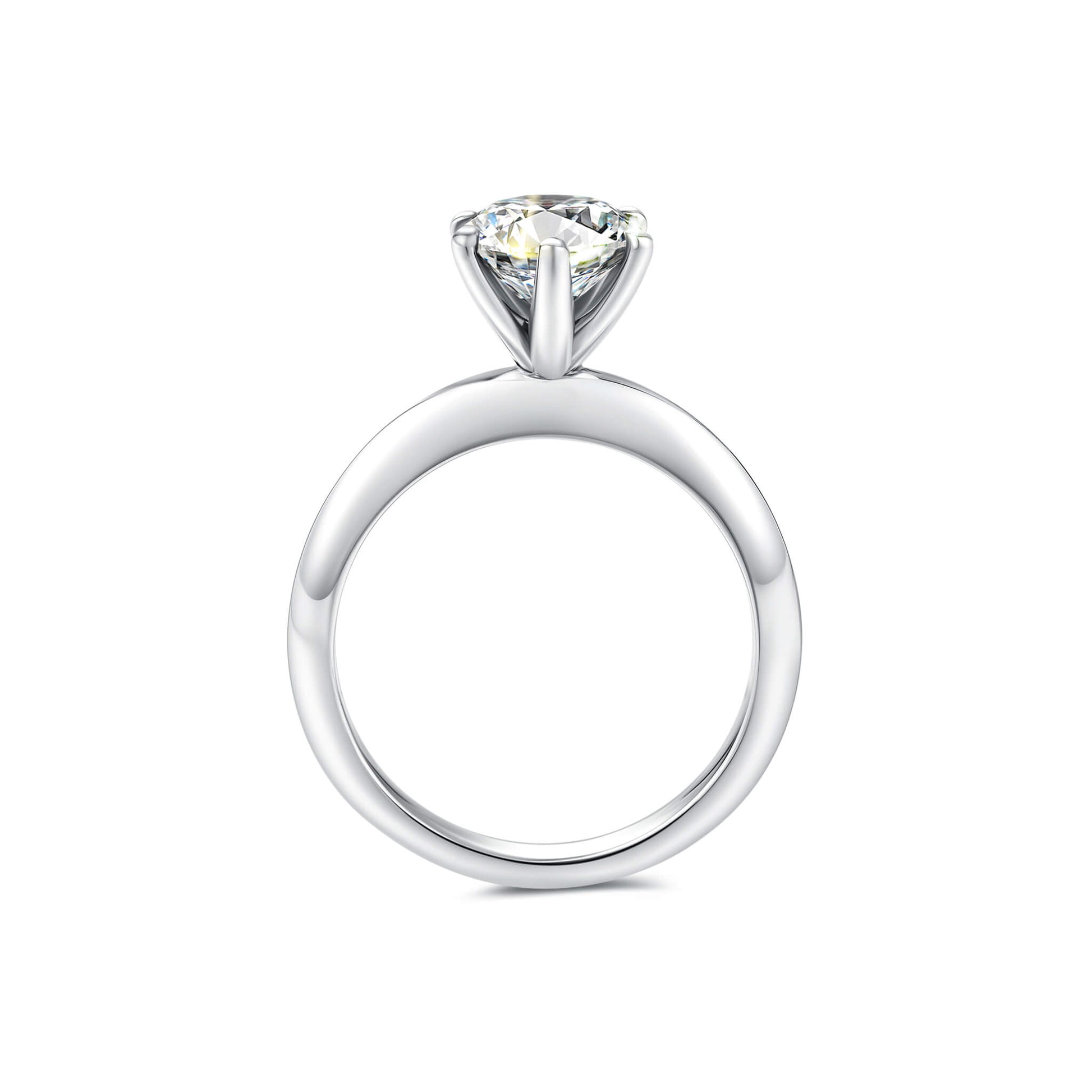 Solitaire Round Lab Diamond Ring in Platinum 6 Prong - Neoshine
