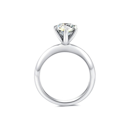 Solitaire Round Lab Diamond Ring in Platinum 6 Prong - Neoshine