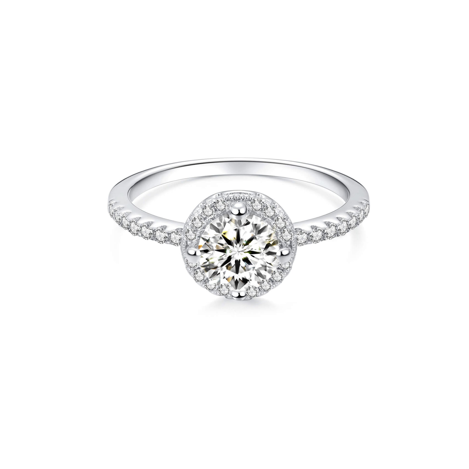 Halo Round Lab Diamond Ring in Platinum 4 Prong - Neoshine