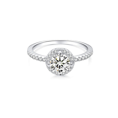 Halo Round Lab Diamond Ring in Platinum 4 Prong - Neoshine