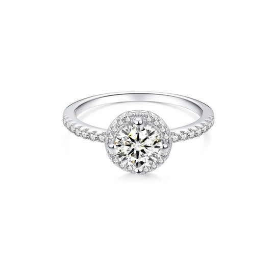 Halo Round Lab Diamond Ring in Platinum 4 Prong - Neoshine