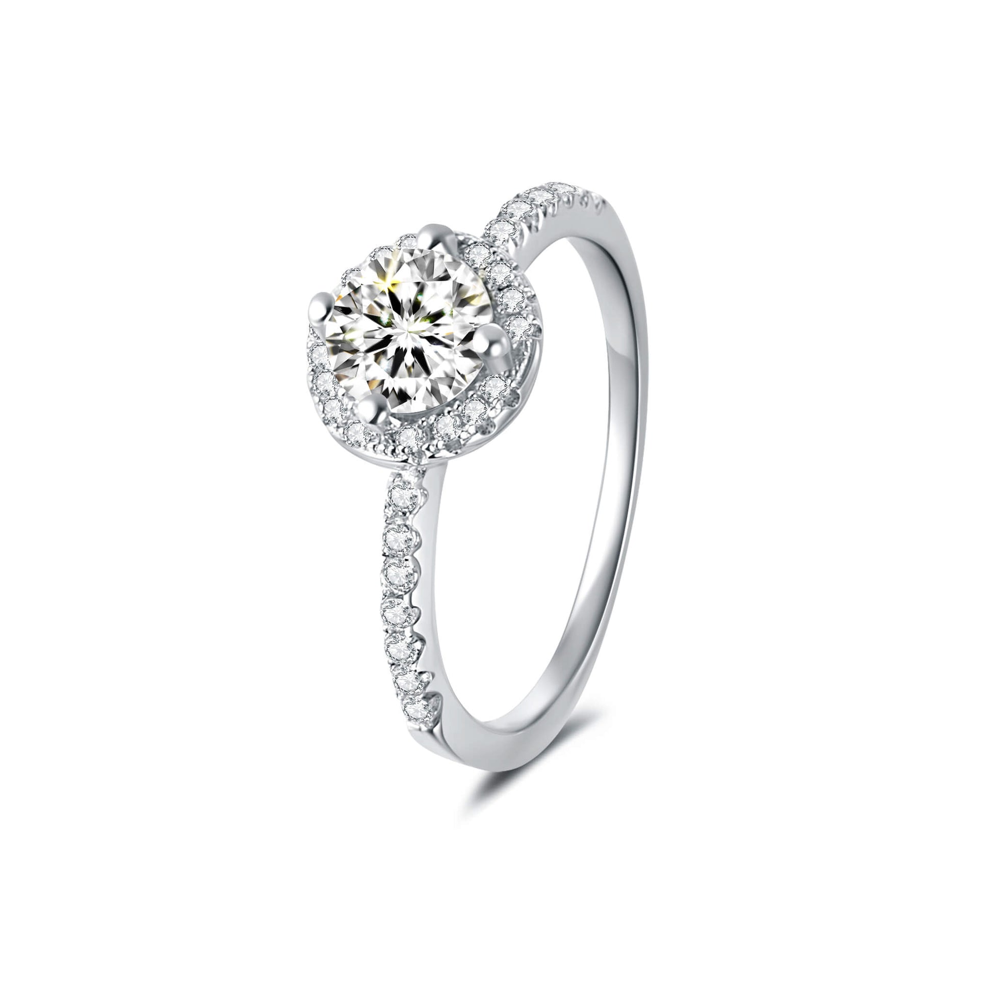 Halo Round Lab Diamond Ring in Platinum 4 Prong - Neoshine