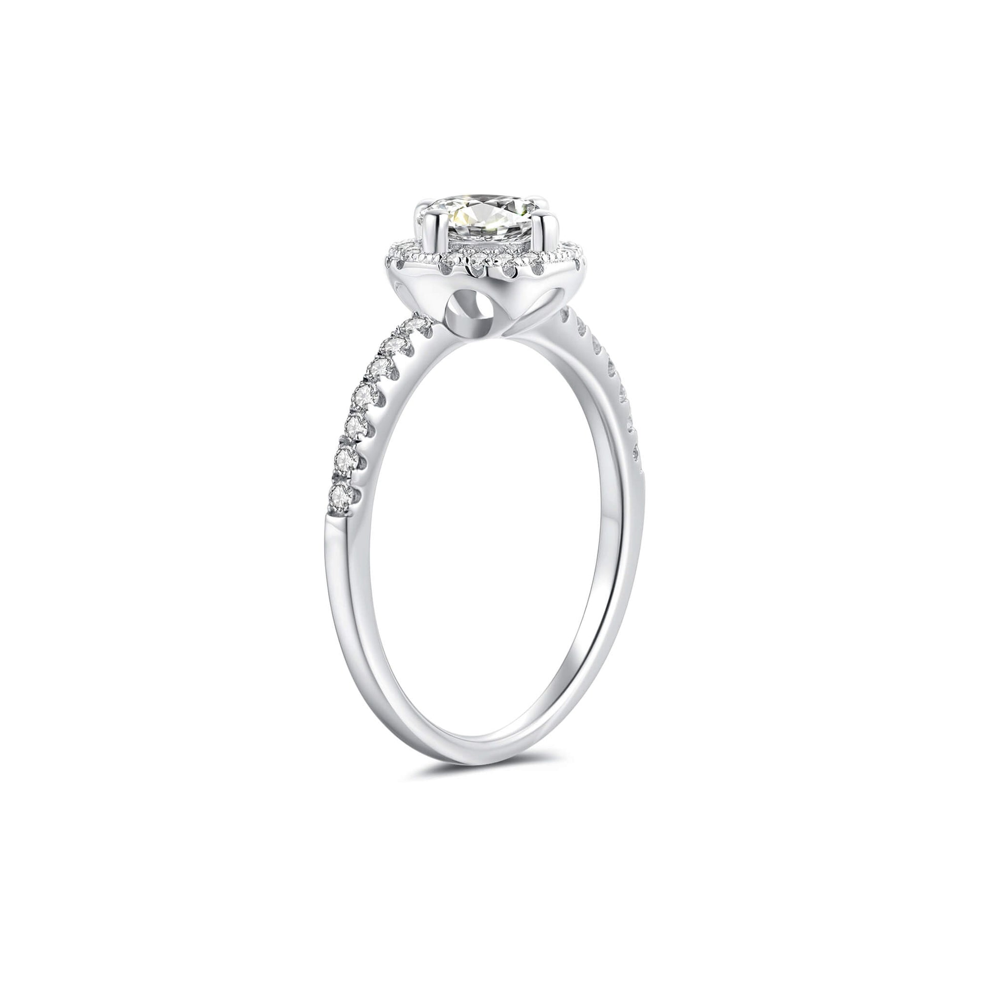 Halo Round Lab Diamond Ring in Platinum 4 Prong - Neoshine