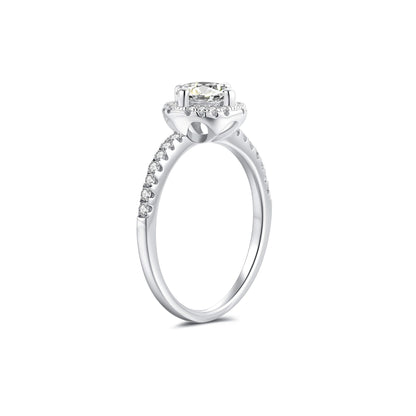 Halo Round Lab Diamond Ring in Platinum 4 Prong - Neoshine