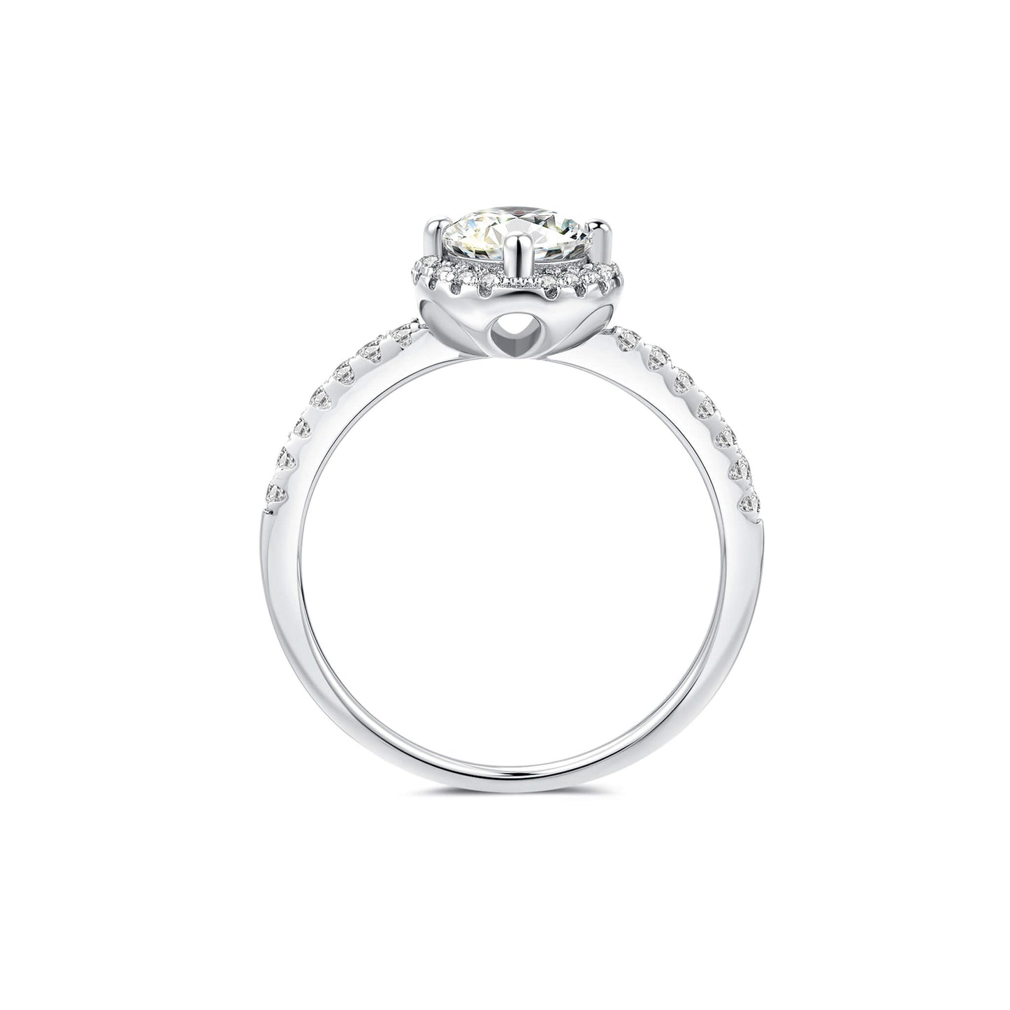 Halo Round Lab Diamond Ring in Platinum 4 Prong - Neoshine