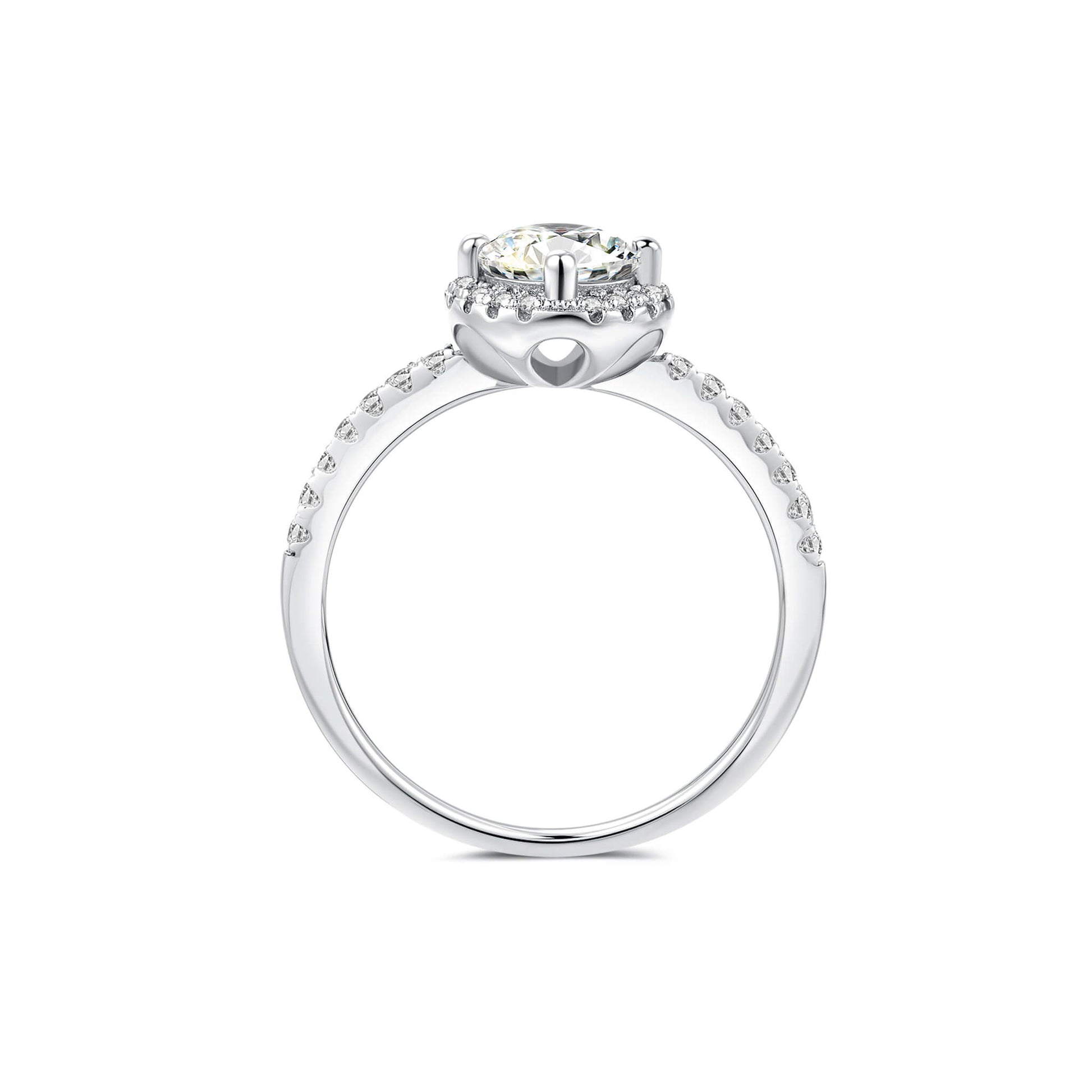 Halo Round Lab Diamond Ring in Platinum 4 Prong - Neoshine