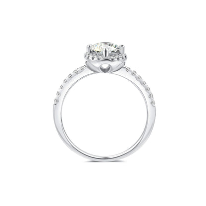 Halo Round Lab Diamond Ring in Platinum 4 Prong - Neoshine