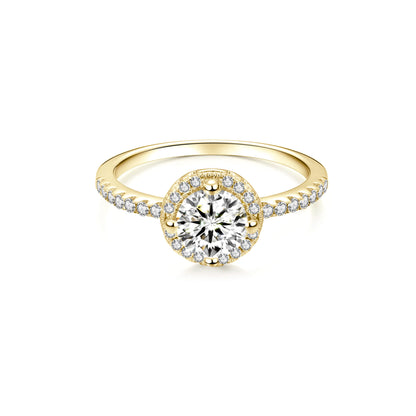 Halo Round Lab Diamond Ring in 18K Yellow Gold 4 Prong - Neoshine