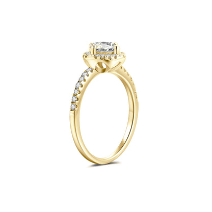 Halo Round Lab Diamond Ring in 18K Yellow Gold 4 Prong - Neoshine