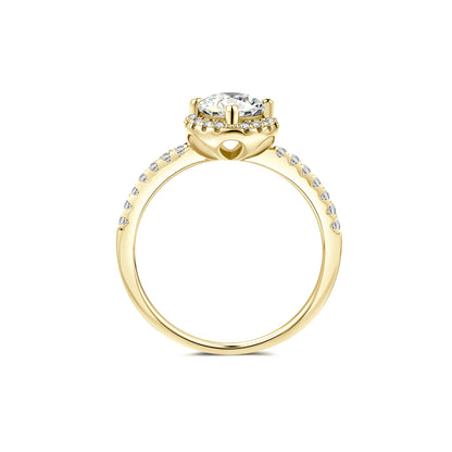 Halo Round Lab Diamond Ring in 18K Yellow Gold 4 Prong - Neoshine