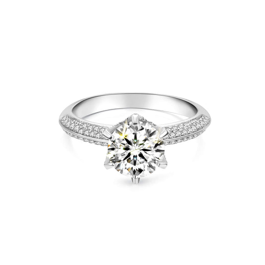 Halo Round Lab Diamond Ring in Platinum 6 Prong - Neoshine
