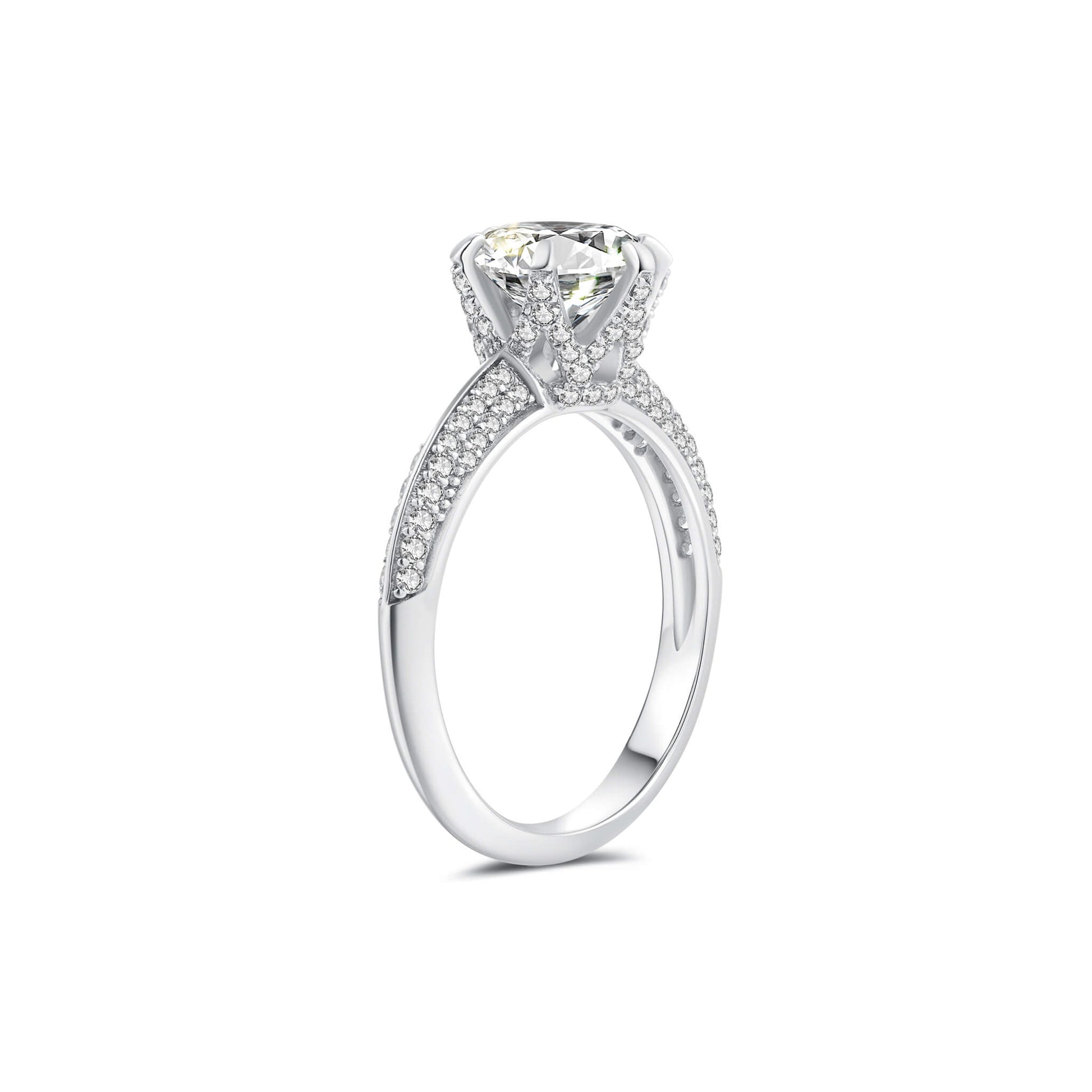 Halo Round Lab Diamond Ring in Platinum 6 Prong - Neoshine