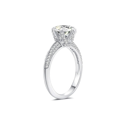 Halo Round Lab Diamond Ring in Platinum 6 Prong - Neoshine