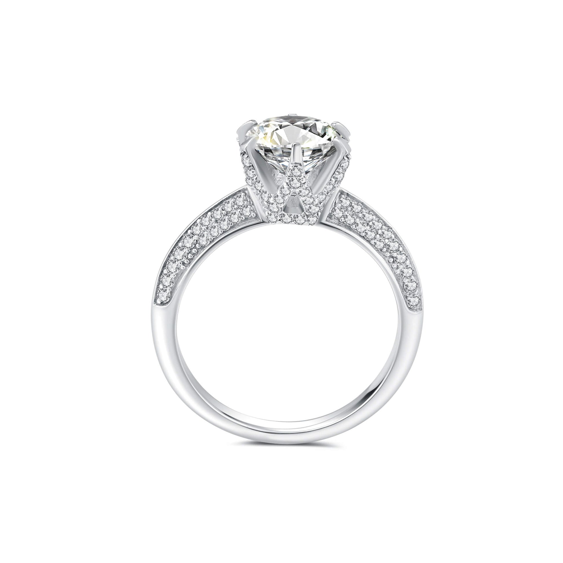 Halo Round Lab Diamond Ring in Platinum 6 Prong - Neoshine