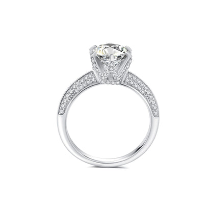 Halo Round Lab Diamond Ring in Platinum 6 Prong - Neoshine